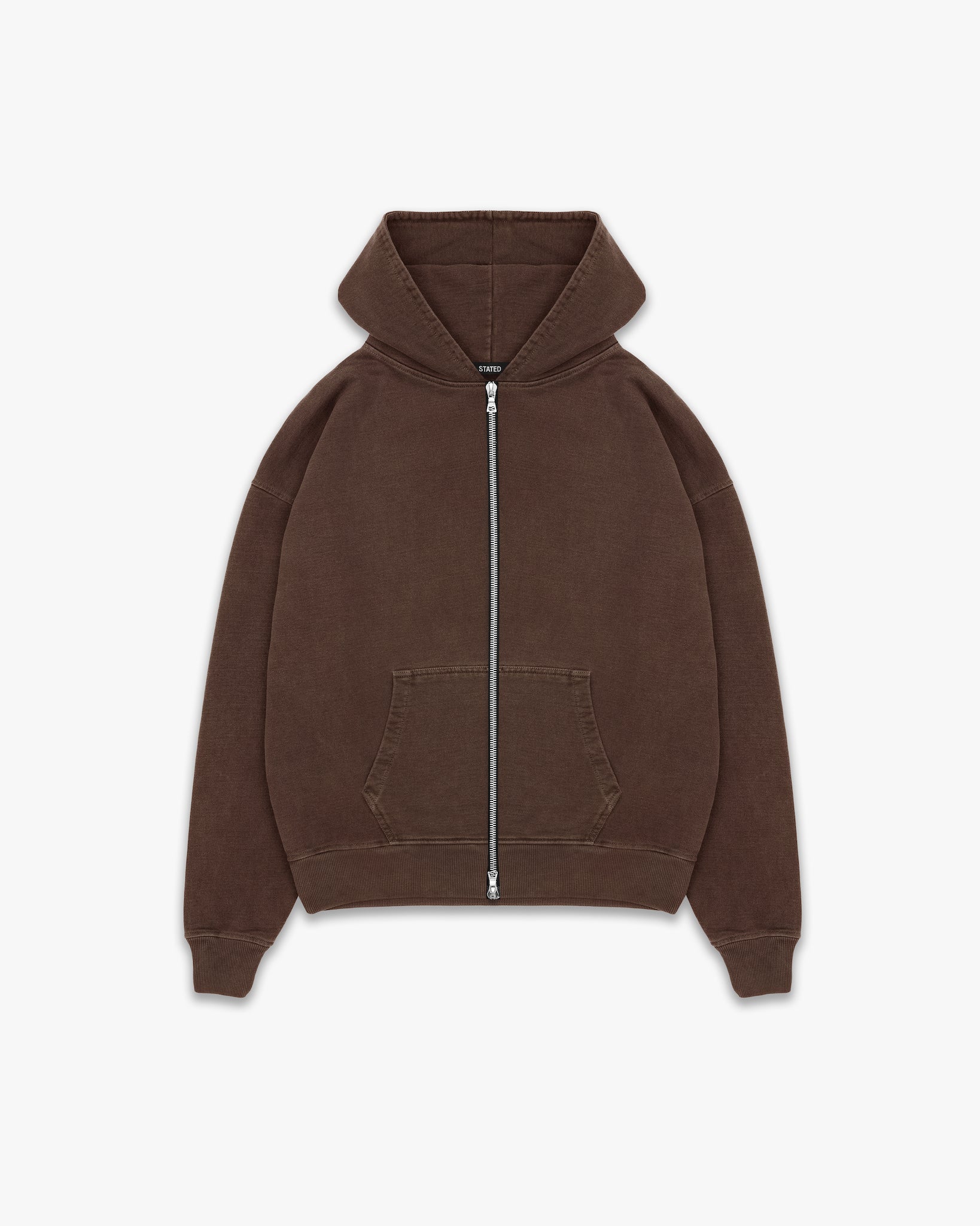 Core Zip Hoodie – Washed Brown